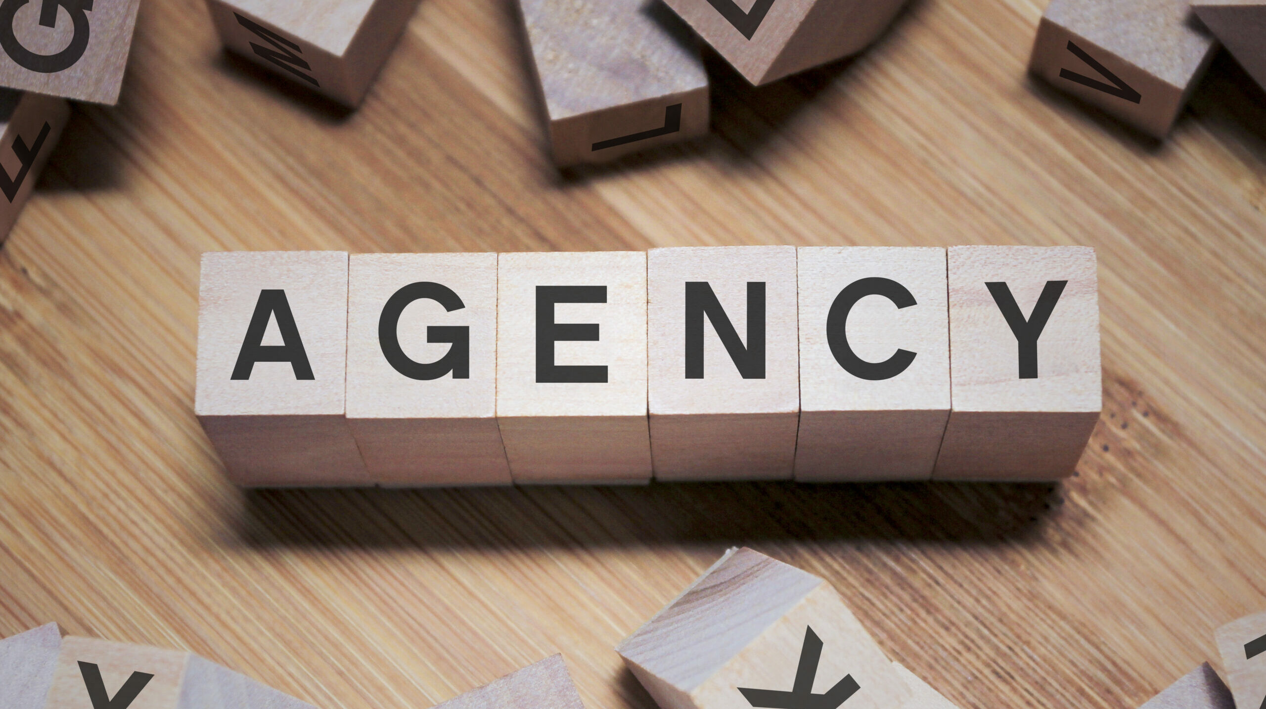 Agency,Word,Written,In,Wooden,Cube